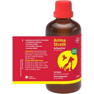 Abbildung von Anima Strath Flüssiges Nahrungsergänzungsmittel &amp; Vitamine für Hunde und Katzen Multivitamin mit 61 Mikronährstoffen Mineralien, Kräuterhefe Futterergänzung stärkt das Immunsystem die Verdauung