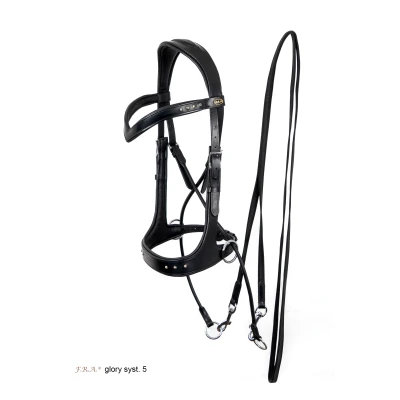 Abbildung von F.R.A Trense Glory Jawcrossed Leder mit Perlen Schwarz Warmblut