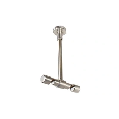 Abbildung von iso design Deckenträger 2 läufig für 16 mm Gardinenstangen aus Metall Farbe Edelstahl