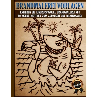 Abbildung von Brandmalerei Vorlagen: Wunderschöne Pyrographie Schablonen zum Abpausen und Brandmalen mit Meerestiere Maritime Fantasie Motiven