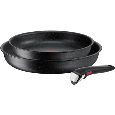 Abbildung von Tefal Pfannen Set &quot;Ingenio Black Stone&quot;, Aluminium, (Set, 3 tlg., je 1 Pfanne Ø 24/28 cm, H: 6 cm), Antihaft, abnehmbarer Griff, Thermo Signal, alle Herdarten, Induktion