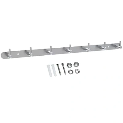 Abbildung von INTIRILIFE Edelstahl Garderobenleiste Modell B 7 Haken 54 x 4.2 cm Kleiderhaken Garderobe Hakenleiste in 5 verschiedenen Designs