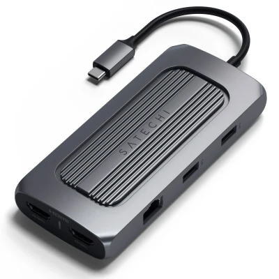 Abbildung von SATECHI USB C Multiport MX Adapter Dual 4K HDMI, 100W PD Charging, Gigabit Ethernet, Data Für M2/M1 MacBook Pro/Air, M2, M1 iPad M2 Mac Mini, iMac