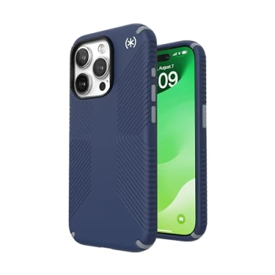 Abbildung von Speck Presidio2 Grip für iPhone 15 Pro Hülle MagSafe Back Cover Blau