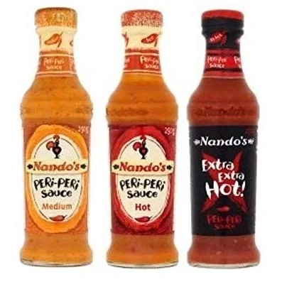 Abbildung von Kochen Marvellous nandos Peri Saucen 125 ml Medium, Hot und extra Sauce.