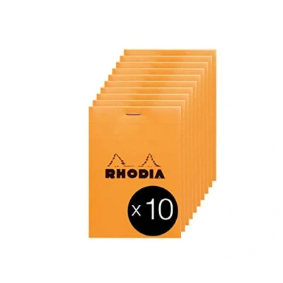 Abbildung von Rhodia 12200C Packung mit 10 Notizblöcken No.12, 8,5x12cm 80 Blätter kariert 80g, Orange, 1 Pack