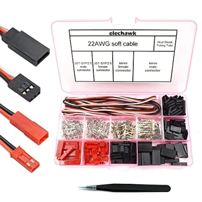 Abbildung von elechawk 40 Sets Servo Stecker Verbinder Buchse Crimp Pin Kabel Kit kompatibel JR JST SYP Futaba für Hitec Spektrum RC