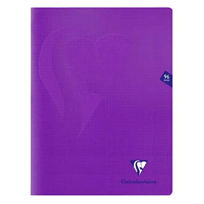 Abbildung von Clairefontaine 373362C Packung mit 10 Heften Mimesys, DIN A4+, 24x32cm, 48 Blatt kariert, 90g, Einband PP, Lila, 1 Pack