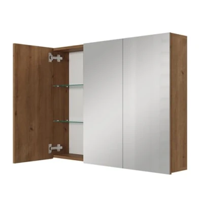 Abbildung von Planetmöbel ARIA Spiegelschrank Bad 90 cm breit Badschrank hängend mit Spiegel Gold Eiche, ohne Leuchte und Steckdose, Gäste WC x 70 16
