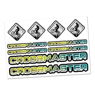 Abbildung von Finest Folia Cross Master Aufkleber Set Sticker für Auto Boot Caravan Bus Bike Fahrrad Dreirad Rutschauto Spielauto Modellbau Helm RC Car Plakette (R023 Crossmaster Blau)