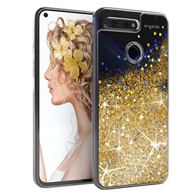 Abbildung von EAZY CASE Hülle kompatibel mit Honor View20 Schutzhülle Flüssig Glitzer, Handyhülle, Schutzhülle, Back Cover Glitter Flüssigkeit, TPU/Silikon, Transparent/Durchsichtig, Gold