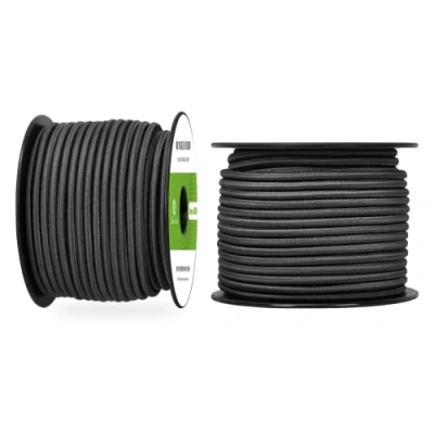 Abbildung von Abma Cord Gummiseil Expanderseil 5mm 30M Gummischnur UV Beständig Planenseil 100% Dehnung Spannseil für Plane, Anhängerplane, Sonnensegel, Zelte, Banner Schwarz