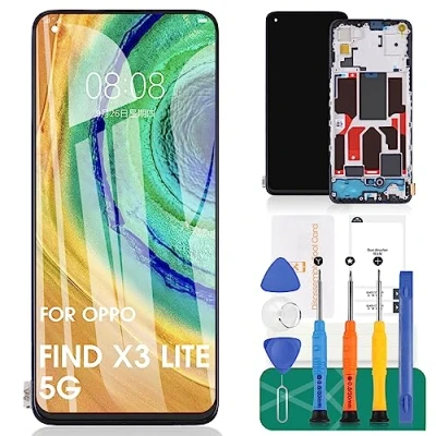 Abbildung von für Oppo Find X3 Lite 5G Bildschirm Ersatz LCD Display CPH2145 Touch Digitizer Kits mit Rahmen (Schwarz, keine Fingerabdruck Erkennung)