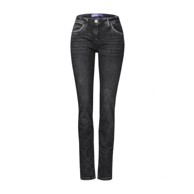 Abbildung von Cecil MIT Details Jeans Slim Fit, Damen, Größe: 27x30, Schwarz