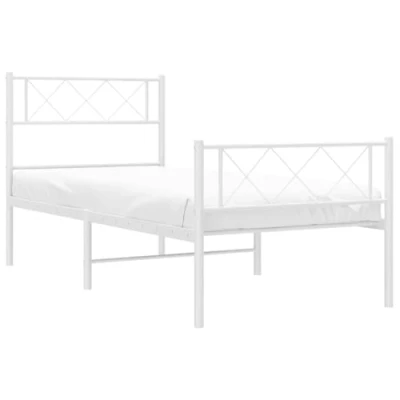 Abbildung von vidaXL Bett Bettgestell mit Kopf und Fußteil Metall Weiß 107x203 cm