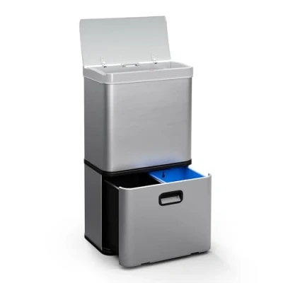 Abbildung von Klarstein Mülleimer Touchless Sensor bin, Trash Bin Garbage Müll Geräuschlos 3 Fächer 60 L
