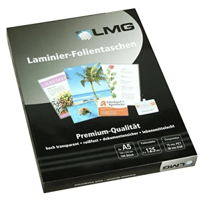 Abbildung von LMG LMGA5 125 Laminierfolien A5, 154 x 216 mm, 2 mic, 100 Stück