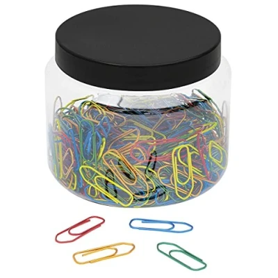 Abbildung von Wedo 90115040069 Büroklammern Metall 26 mm, 400 Stück Metallic in praktischer Dose, farbig sortiert