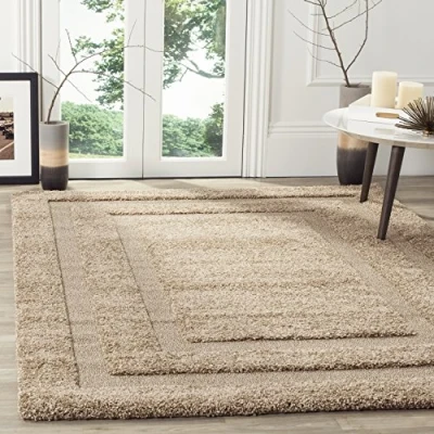 Abbildung von SAFAVIEH Zottelig Teppich für Wohnzimmer, Esszimmer, Schlafzimmer Florida Shag Collection, Hoher Flor, Beige und Beige, 122 X 183 cm