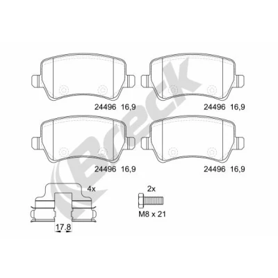 Abbildung von BRECK 24496 00 702 Bremsbelagsatz mit Zubehör VOLVO: V70 3, XC60 I, V60 FORD: S Max Mk1, Galaxy Mk2 MPV, Mk1 MPV