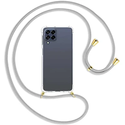 Abbildung von mtb more energy® Handykette kompatibel mit Samsung Galaxy M53 5G (SM M536, 6.7&#039;&#039;) Silber Grau/Gold Smartphone Hülle zum Umhängen Anti Shock Full TPU Case