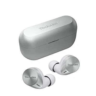 Abbildung von Technics EAH AZ60M2ES kabellose Ohrhörer mit Noise Cancelling, Multipoint Bluetooth 3 Geräte, komfortable In Ear Kopfhörer Kabelloses Laden, Silber.