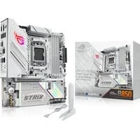 Abbildung von ASUS ROG Strix B850 G Gaming WiFi, AMD mATX Motherboard, 14 2 1 Stromstufen, DDR5 Slot, PCIe 5.0, 4 M.2 Steckplätze, WiFi 7 (802.11be) und Ethernet 2,5 GB, USB C mit 20 Gbps, Aura Sync RGB, Weiß