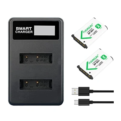 Abbildung von 2 STK.1350mAh NP BX1 NPBX1 Akku mit LCD Doppelbatterieladegerät für Cyber Shot DSC RX100, RX100 II, RX100M III, IV, V/VII, ZV 1