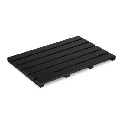 Abbildung von Relaxdays Bambus Badematte, 54 x 36 cm, rutschfeste Duschmatte für Badewanne, Dusche, Sauna, Indoor &amp; Outdoor, schwarz