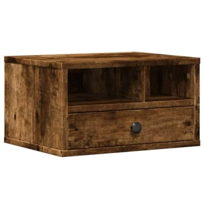 Abbildung von vidaXL Druckerständer, Druckertisch mit Stauraum, Druckerregal für Büro Arbeitszimmer, Druckerhalter Beistelltisch, Räuchereiche Holzwerkstoff