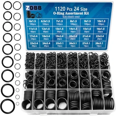 Abbildung von ZDBB 24 Größe Gummi O Ring Set, 1120 Stück schwarz kleine Ringe Sortiment Kits, sortierte metrische Dichtung Scheibe für Auto Sanitär Wasserhahn Wasser Luft oder Gas Reparatur