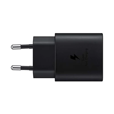 Abbildung von Samsung USB C Ladegerät, 25 W, ultraschnell, Adapter auf USB, Schnellladegerät, Original ohne Kabel, Schwarz