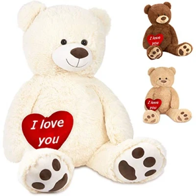 Abbildung von BRUBAKER Kuscheltier XXL Teddybär 100 cm groß mit Herz I love you (1 St), großer Teddy Bär, Stofftier Plüschtier