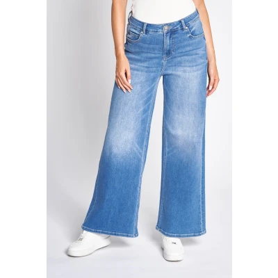 Abbildung von Zhrill 5 Pocket Jeans TESSA mit ausgestelltem Bein, Schlag