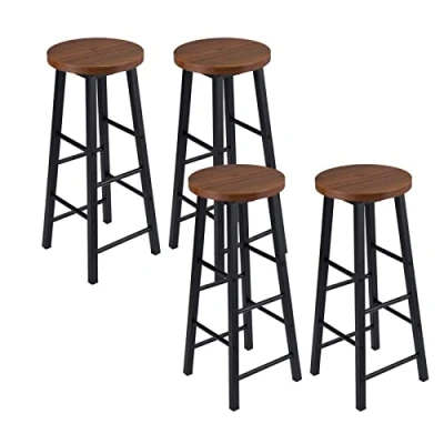 Abbildung von WOLTU 4X Barhocker Bistrohocker Tresenhocker Barstuhl, Gestell aus stabilem Stahl, Stizfläche MDF, Dunkelbuche BH130dc 4