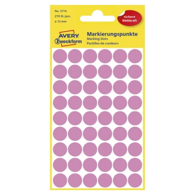 Abbildung von AVERY Zweckform 3114 Selbstklebende Markierungspunkte, Rosé (Ø 12 mm; 270 Klebepunkte auf 5 Bogen; Runde Aufkleber für Kalender, Planer und zum Basteln) Papier, rose