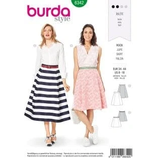 Abbildung von Burda Style Schnittmuster zum selber nähen 6342 Röcke Sommerröcke Damen, Gr. 34 44 Nählevel: leicht