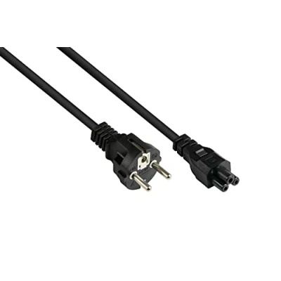 Abbildung von Good Connections P0005 S018 Netzkabel, 1,8 m, Schutzkontakt Stecker Typ E+F (CEE 7/7, gerade) an C5 (gerade) für Notebook, 0,75 mm² Schwarz