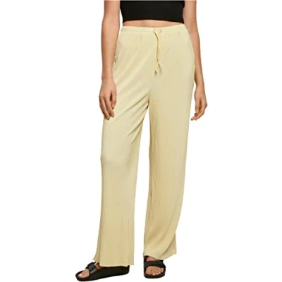 Abbildung von Urban Classics Plisse Stoffhose, Damen, Größe: Small, Softyellow