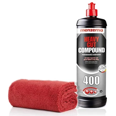 Abbildung von detailmate Menzerna Politur Set: 400 Heavy Cut 1L + Mikrofasertuch 550GSM, 40x40cm
