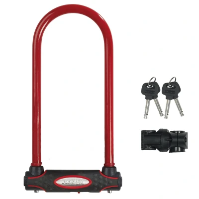 Abbildung von MASTER LOCK Bügelschloss [Schlüsselschloss] [mit Halterung] [Zertifiziertes Fahrrad Schloss Secure Gold Zertifikat] [XL] [Rot] 8195EURDPROCOLWR Ideal für Fahrräder