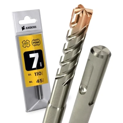 Abbildung von SDS Plus Hammerbohrer 4X Schneiden PGM Ø 7.0mm x 45mm AMBOSS Werkzeuge Crusher 4 HM Betonbohrer Hartmetall Profi Bohrer 7.0 mm 45 Steinbohrer Stahlbeton Mauerwerk Ziegel Kalksandstein
