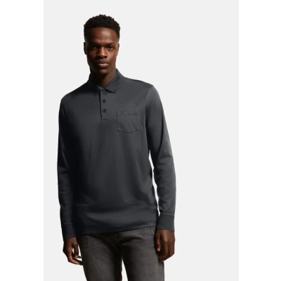 Abbildung von bugatti MIT Feiner Zweifarbiger Strukturoptik Langarmshirt, Herren, Größe: Medium, Dunkelgrau