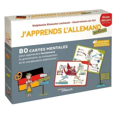 Abbildung von J&#039;apprends l&#039;allemand autrement Niveau débutant: 80 cartes mentales pour apprendre facilement la grammaire, conjugaison et le vocabulaire allemands avec livret explicatif