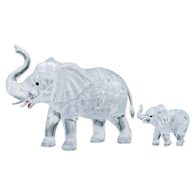 Abbildung von Crystal Puzzle 3D Elefantenpaar Transparentes Design 46 Teile Bausatz für Kinder und Erwachsene HCM Kinzel