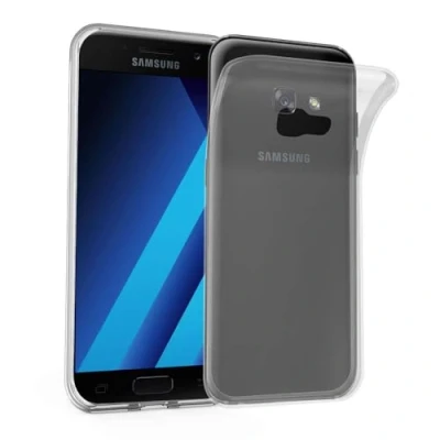Abbildung von Cadorabo Hülle kompatibel mit Samsung Galaxy A7 2017 Schutzhülle TPU Silikon Case Slim Design Kratzfest Weiche Gummi Rundumschutz für in Transparent