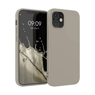 Abbildung von kwmobile Hülle kompatibel mit Apple iPhone 12 / Pro gummierte TPU Silikon Handyhülle Schutzhülle für kabelloses Laden Case in Creme