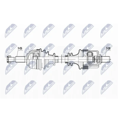 Abbildung von NTY NPW RE 200 Antriebswelle Vorderachse links 677 Getriebeautomatik 4 Gang RENAULT: SCENIC 2, GRAND 2