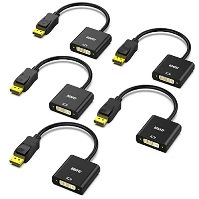 Abbildung von BENFEI DisplayPort auf DVI Konverter, 5 Stück, Vergoldet DP/Display Port zu D Kabel HDTV Adapter Konverter Männlich Weiblich