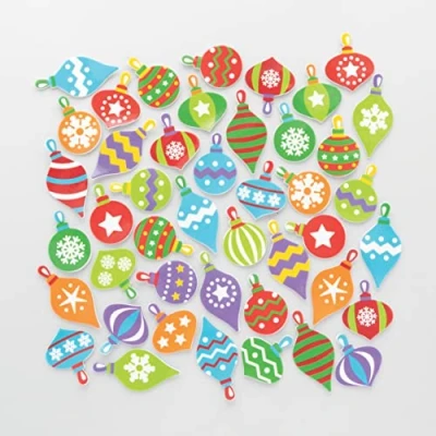 Abbildung von Baker Ross FC168 Weihnachtskugel Schaumstoff Sticker 200 Stück, Moosgummi Aufkleber für Kinder zum Basteln, Gestalten und Dekorieren